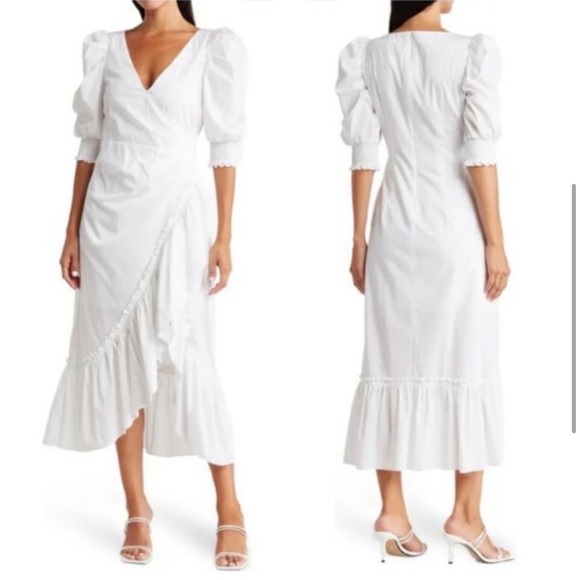 Revolve CINQ A SEPT Kacy Midi Dress in White Size 6 - Picture 2 of 9